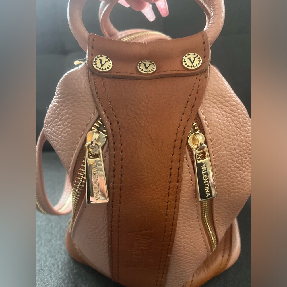 Valentina Brown Leather Mini Satchel with Gold Hardware - Picture 6 of 13